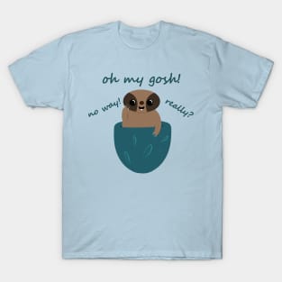 Surprised Baby Sloth in a Pocket T-Shirt